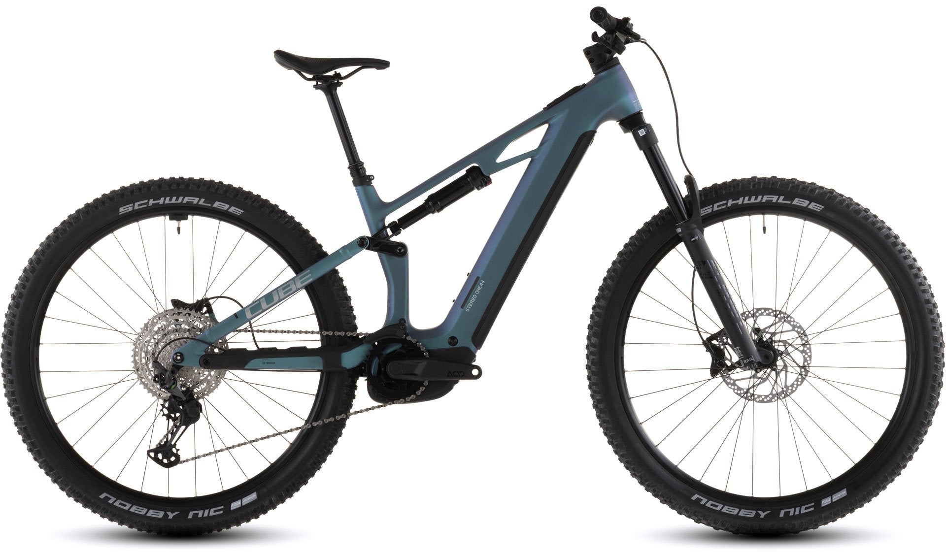  E-bike CUBE Stereo Hybrid 144 HPC Race 800 Smaragdgey & prism con motor Bosch CX y doble suspensión