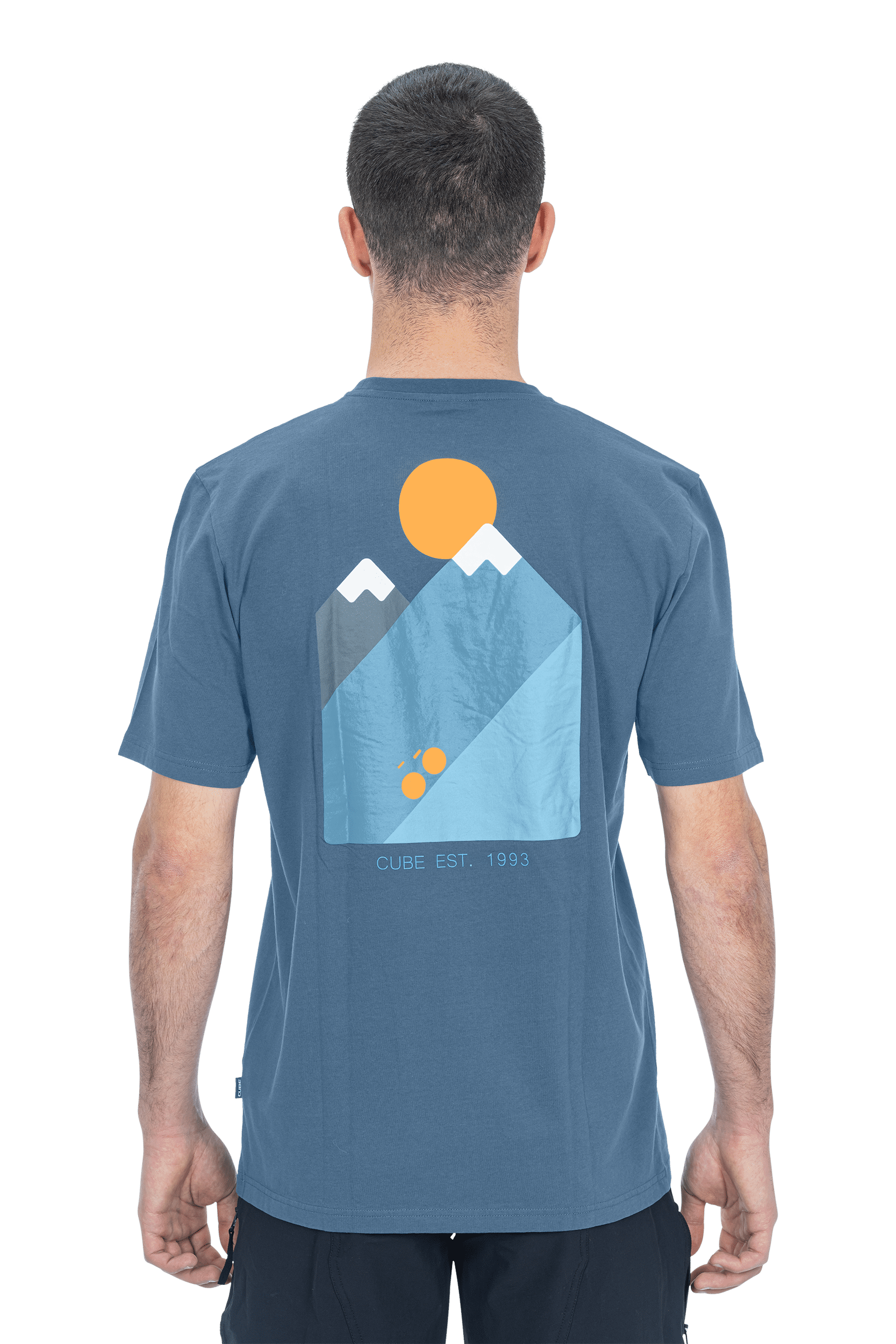 CUBE Organic T Shirt Mountains dark blue
